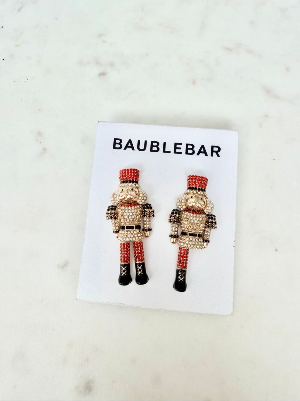 BaubleBar Nutcracker Statement Earrings Red Crystal Christmas Holiday